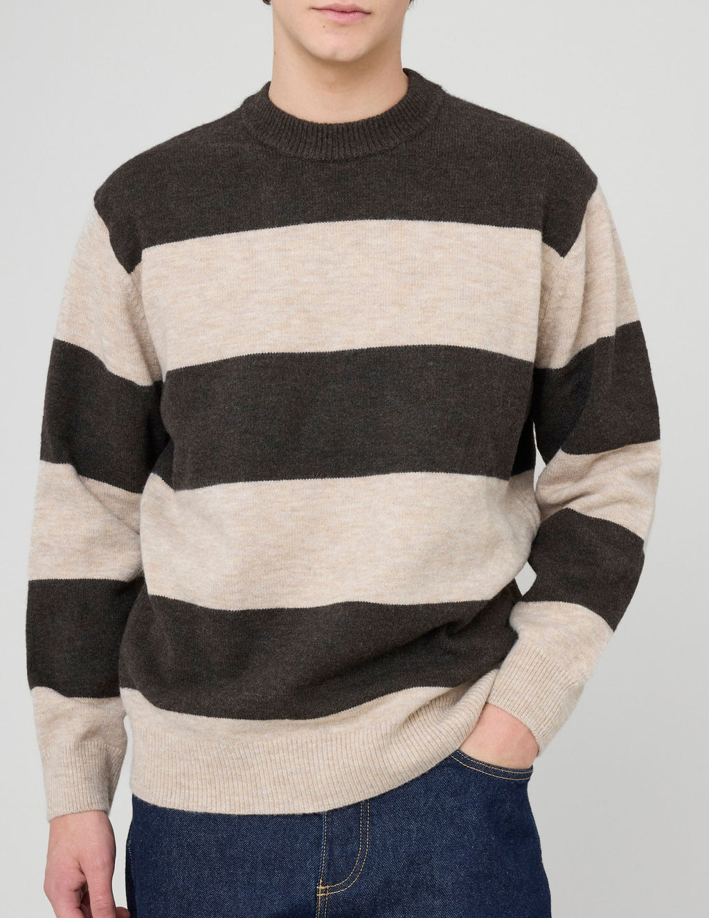 Pull col rond maxi rayures - 1