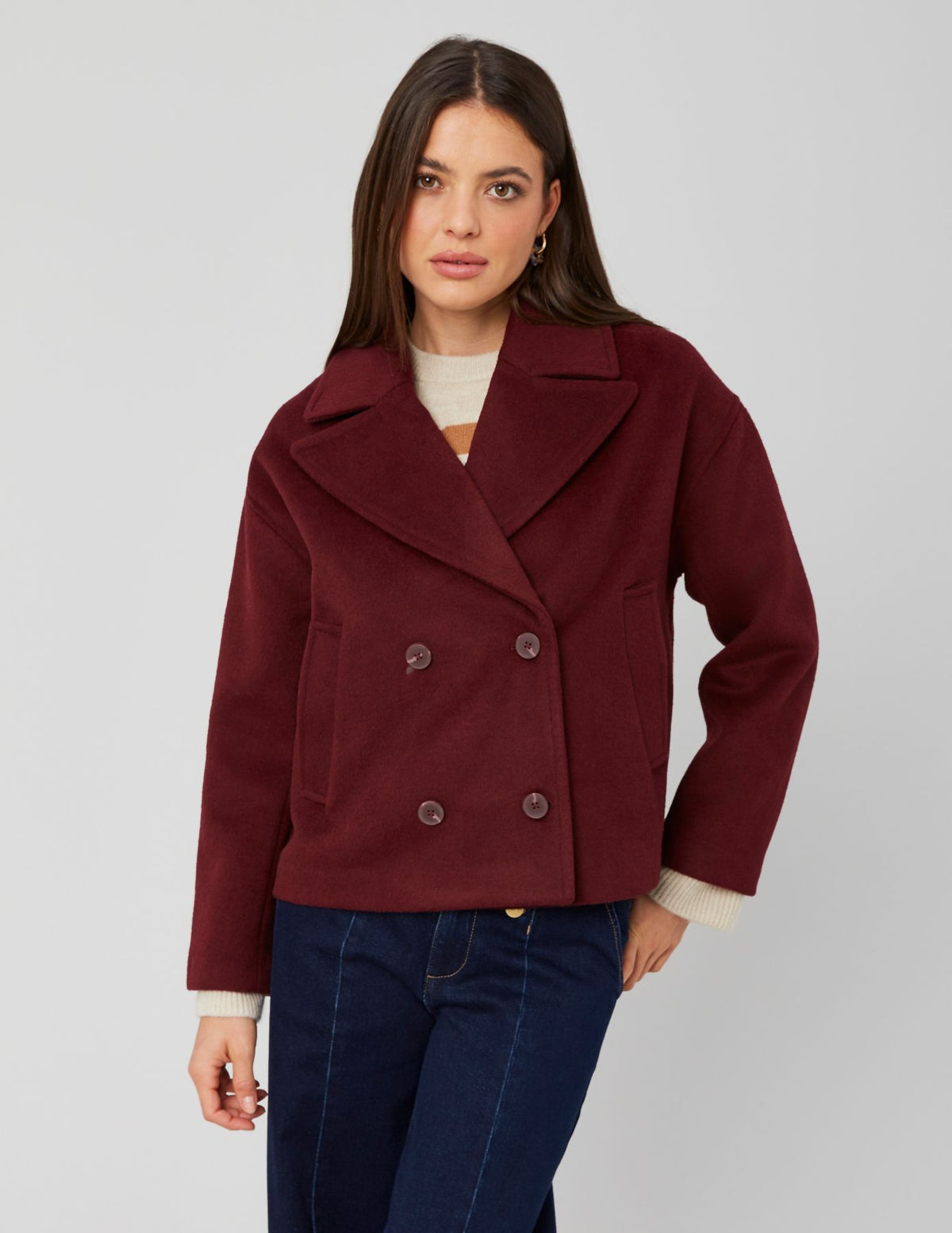 Manteau caban en laine premium - 1
