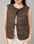 Veste sans manches léopard à noeuds - 1