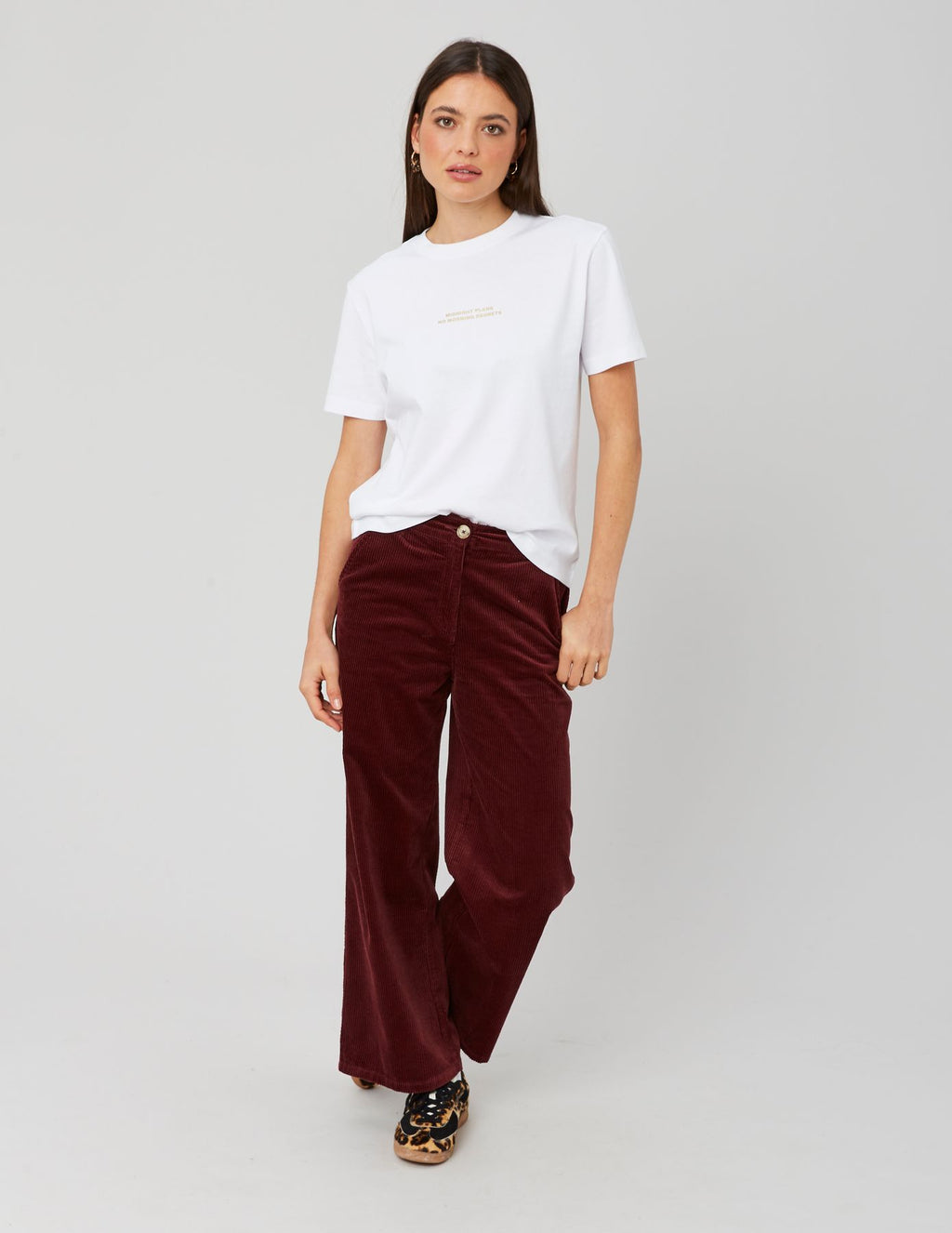 Pantalon wide leg velours cropped - 1