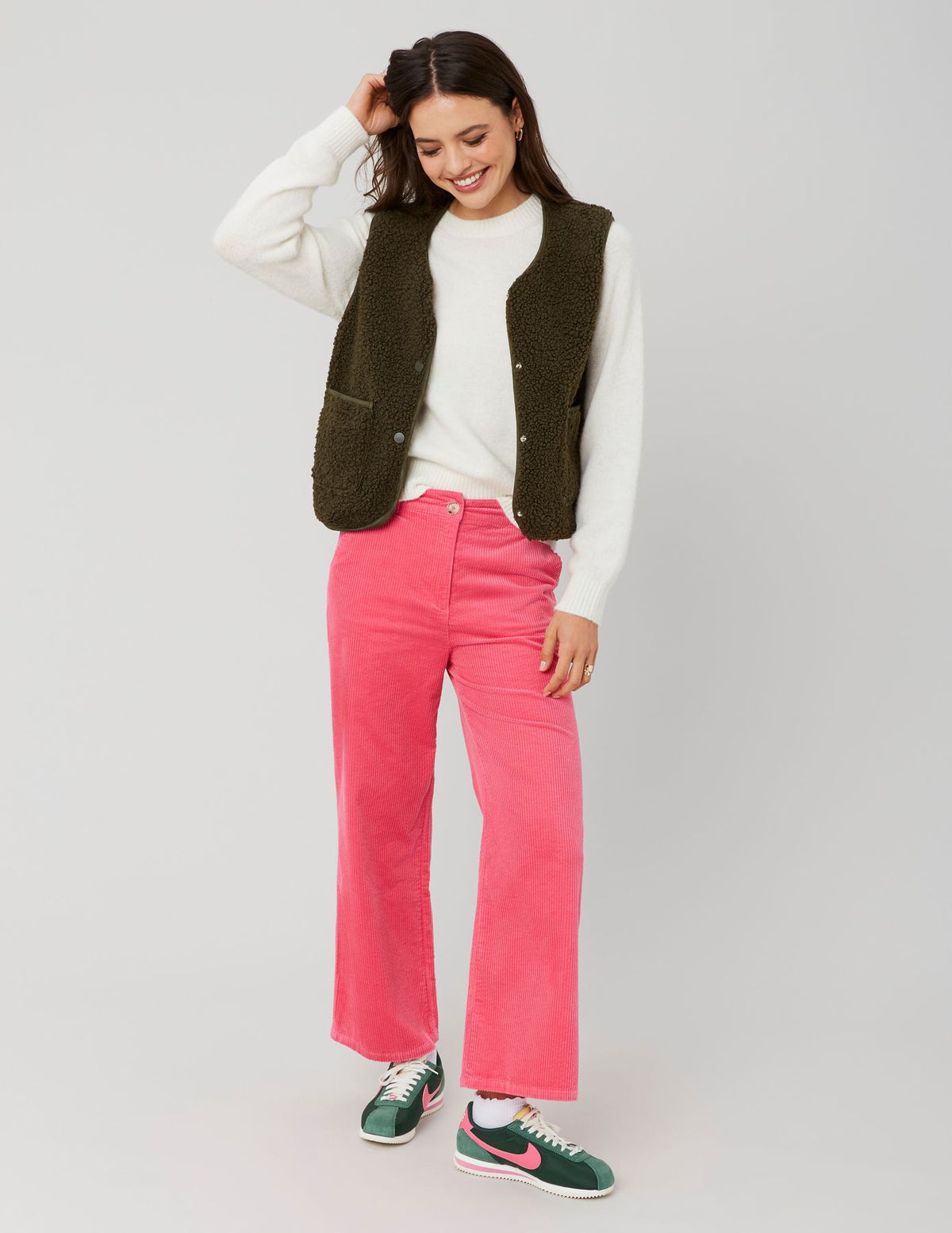 Pantalon wide leg velours cropped - 1