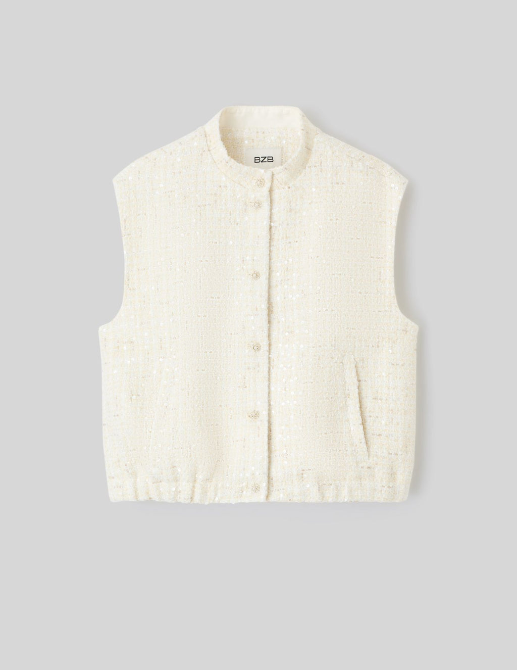 Veste tweed sans manches effet brillant - 2