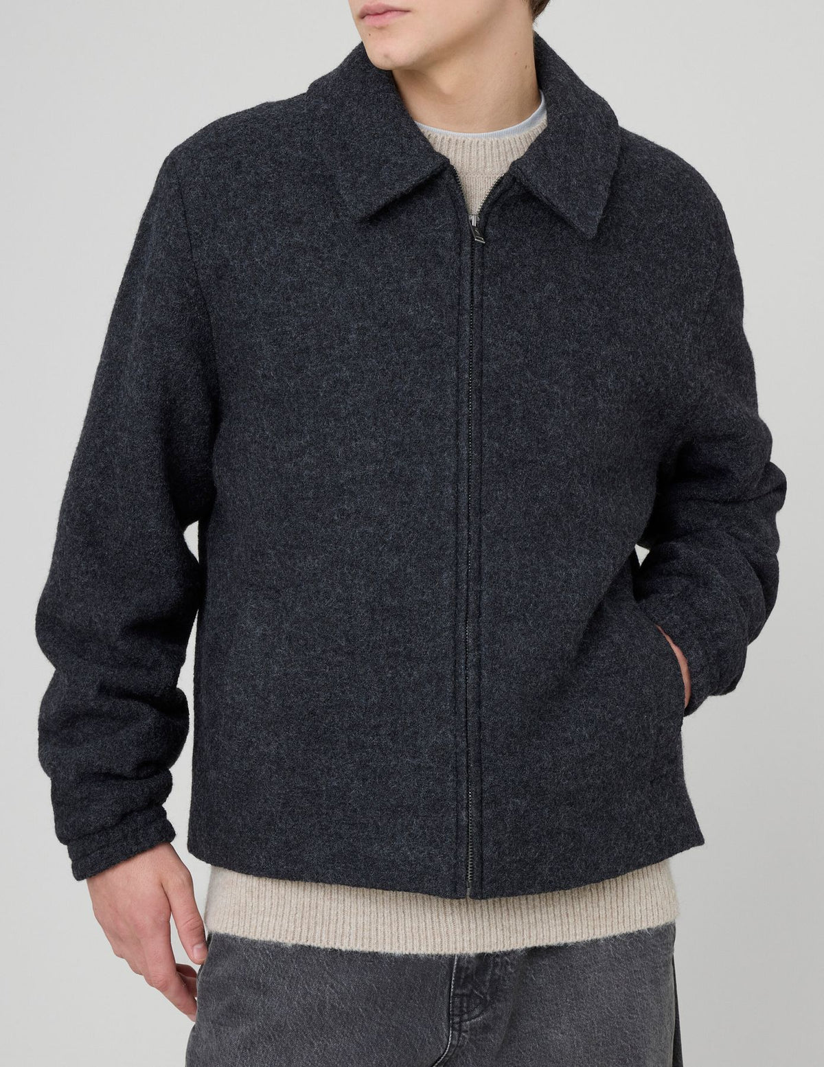 Blouson zippé en laine - 1