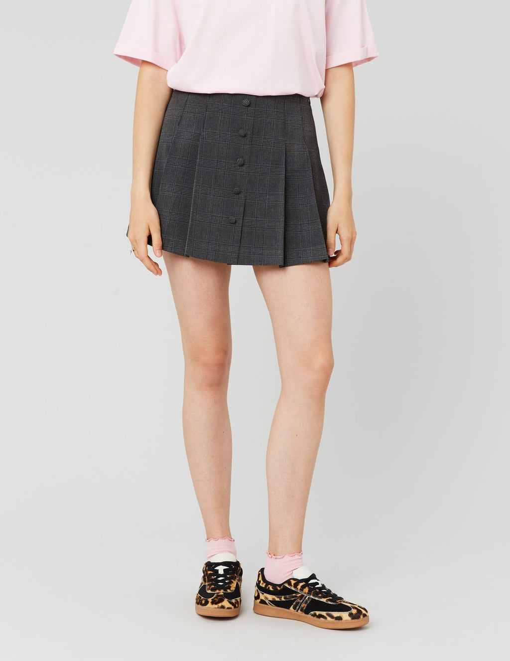Jupe short plissée à carreaux - 2