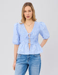 Blouse à nouer motif rayé - 1