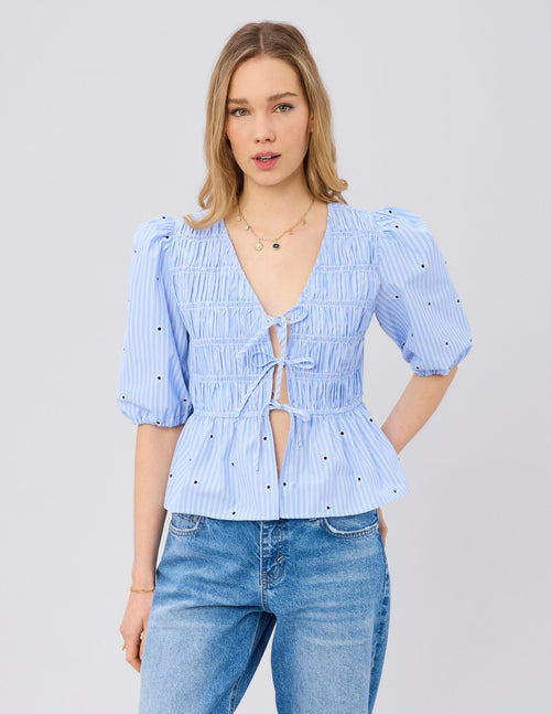 Blouse à nouer motif rayé - 1