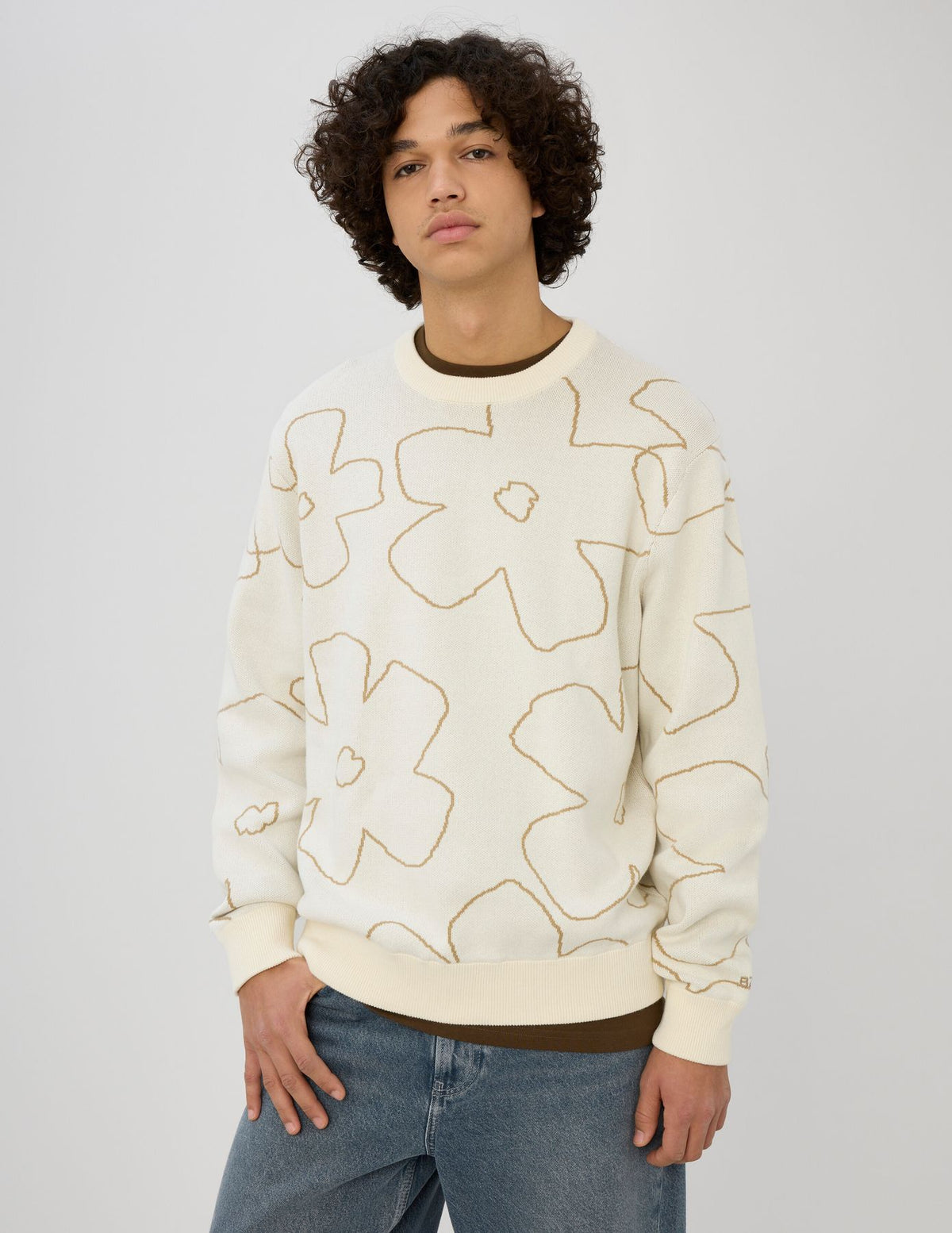 Pull jacquard fleurs - 1