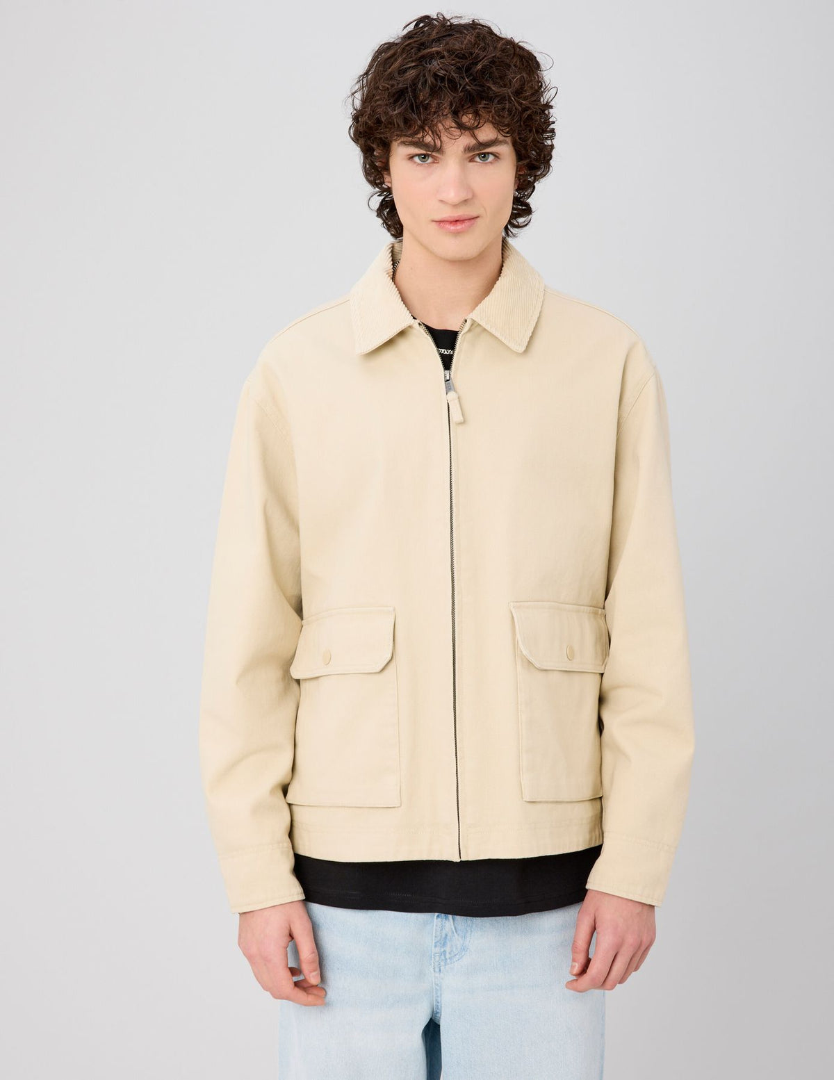 Veste zippée col velours - 1