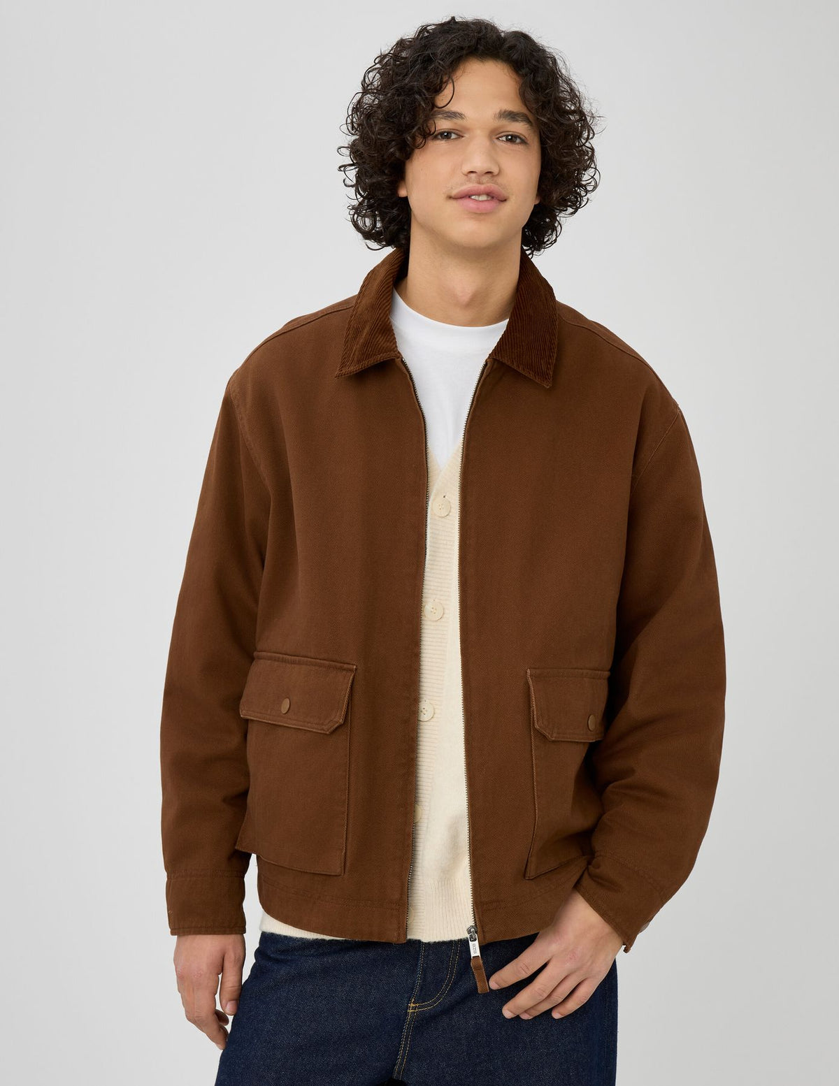 Veste zippée col velours - 1