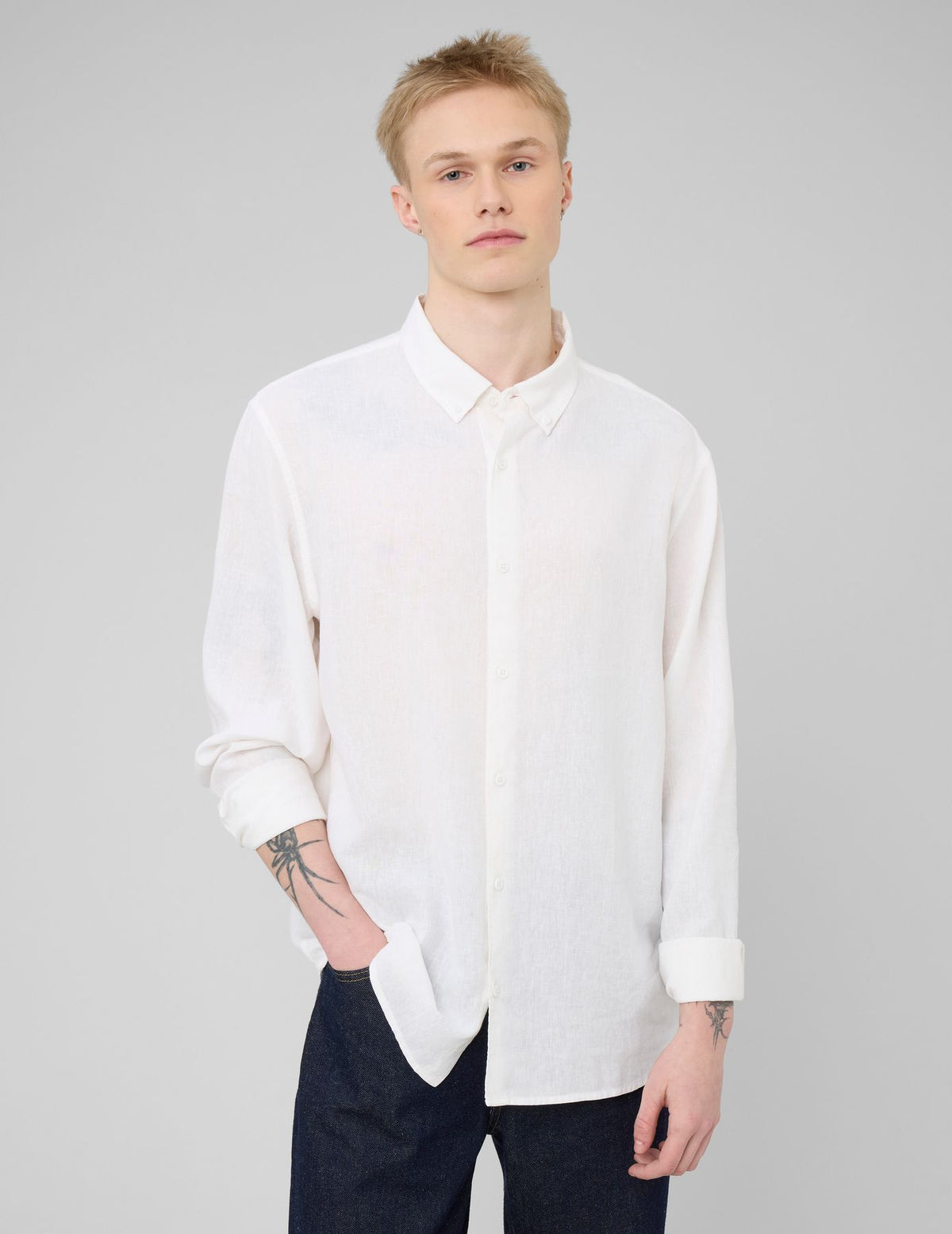 Chemise manches longues viscose lin - 1