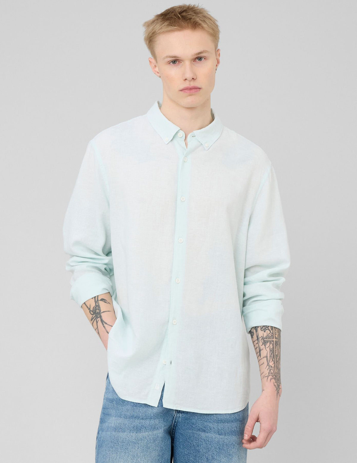 Chemise manches longues viscose lin - 1