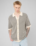 Chemise manches courtes rayée tricot - 1
