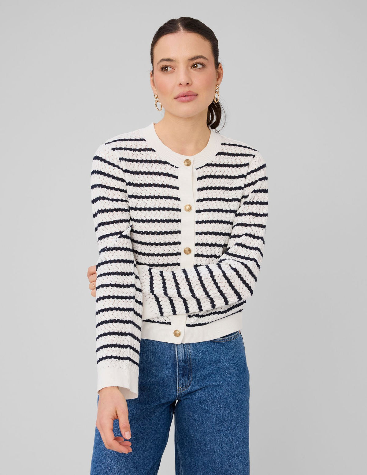 Gilet boutonné à rayures - 1