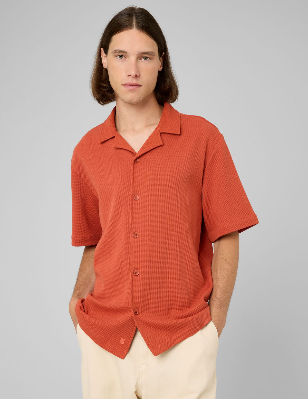 Chemise waffle manches courtes - 1