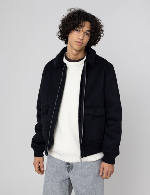 Blouson zippé peau retournée - 1