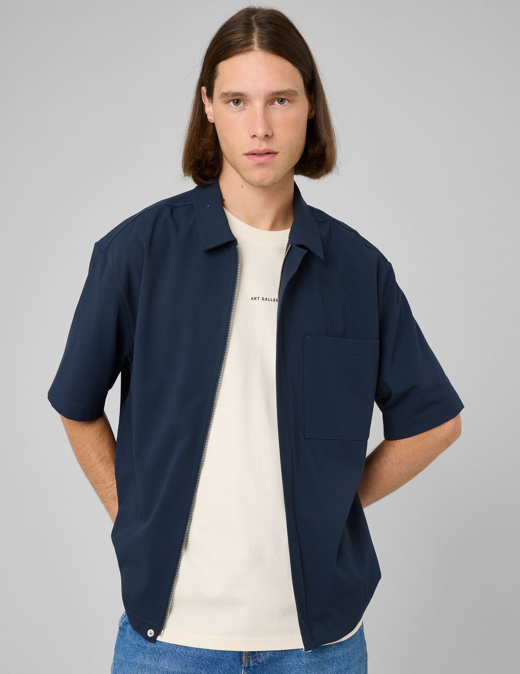 Chemise zippée manches courtes - 1