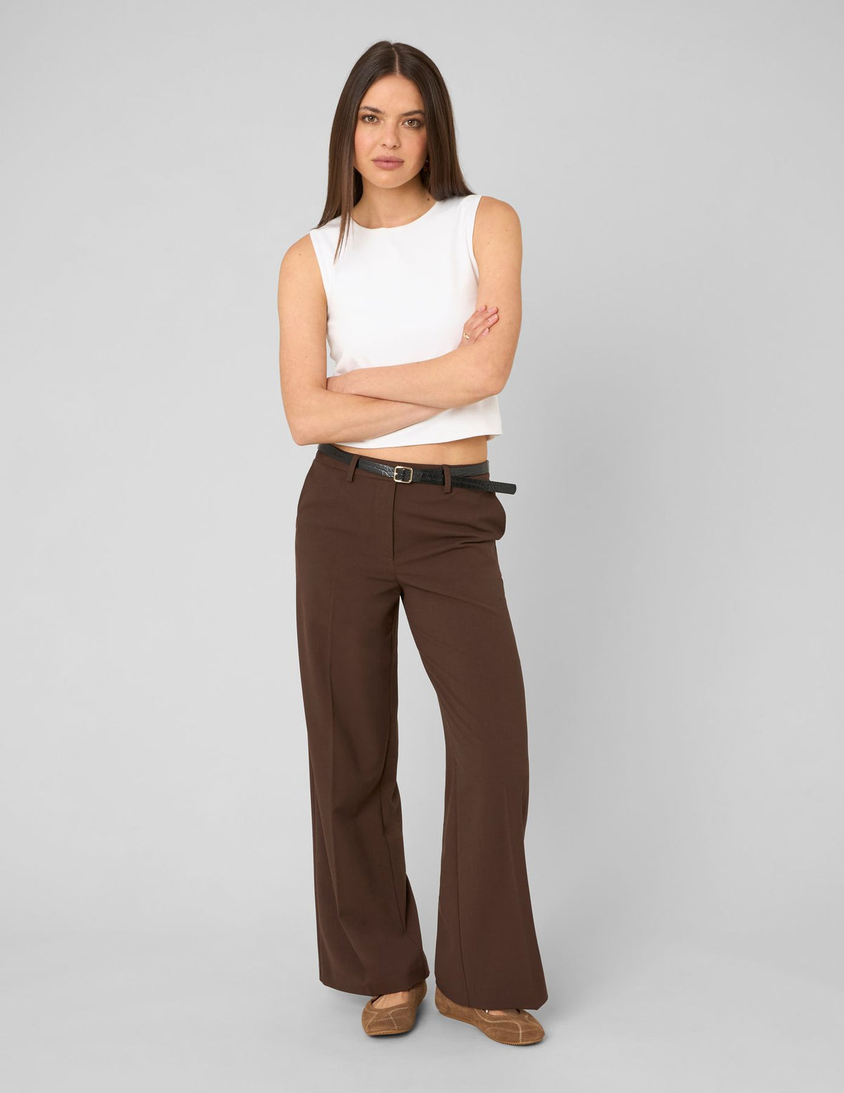 Pantalon droit à ceinture - 1