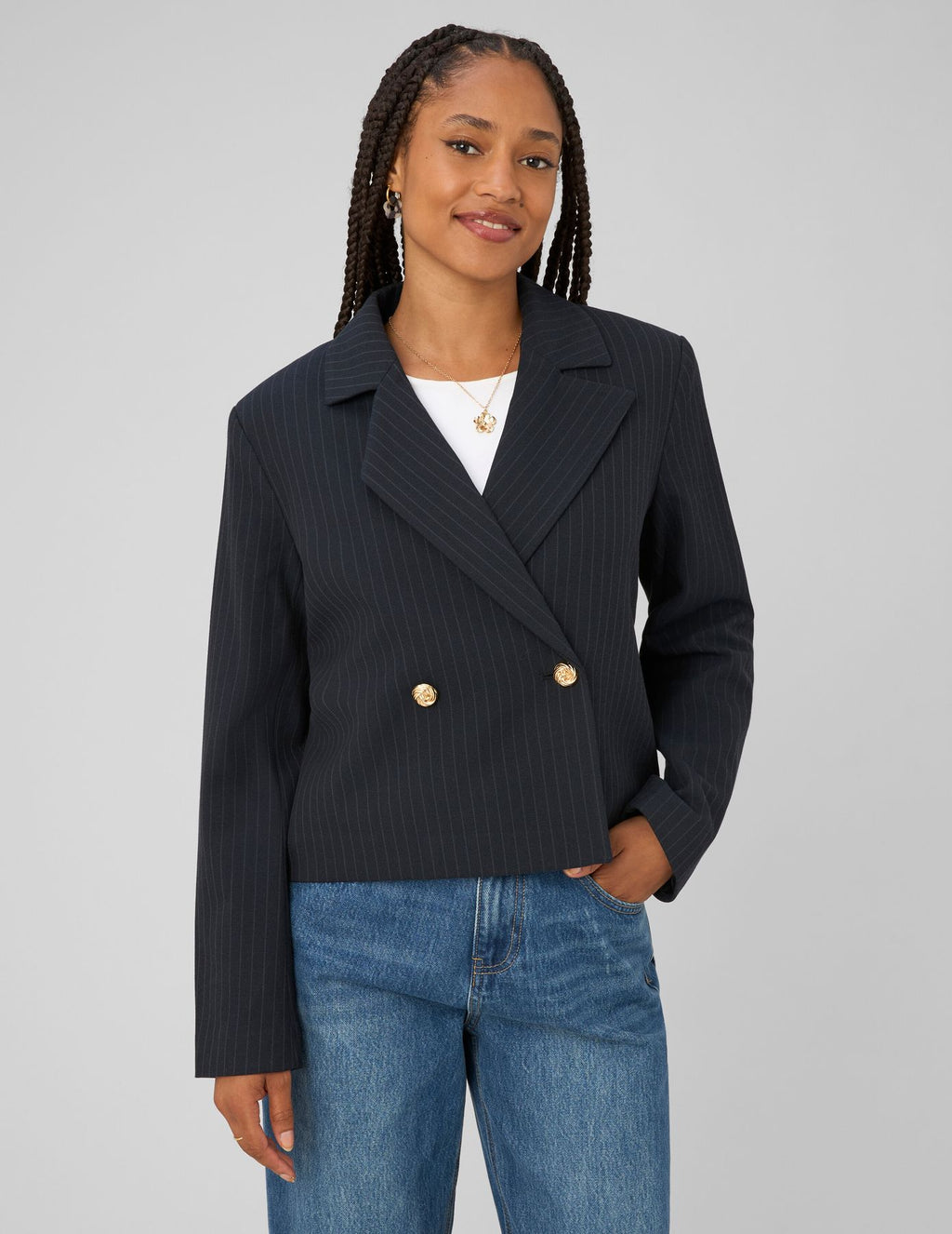 Blazer court rayé - 1