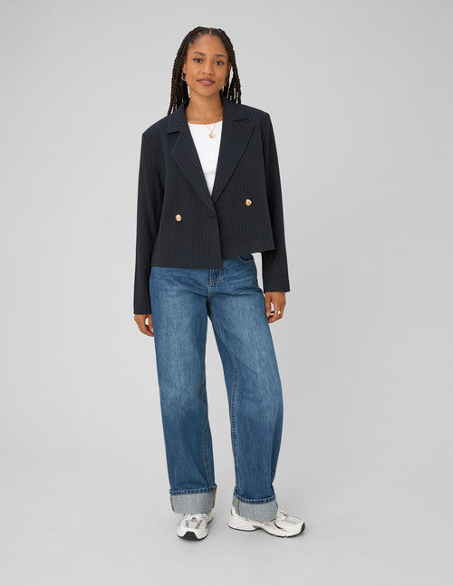 Blazer court rayé - 2