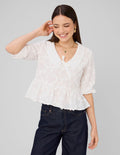 Blouse à nouer en broderies 3D - 1