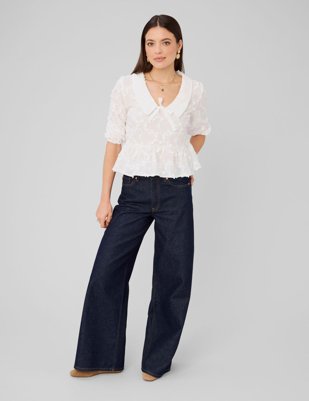 Blouse à nouer en broderies 3D - 2