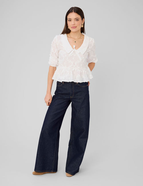 Blouse à nouer en broderies 3D - 2