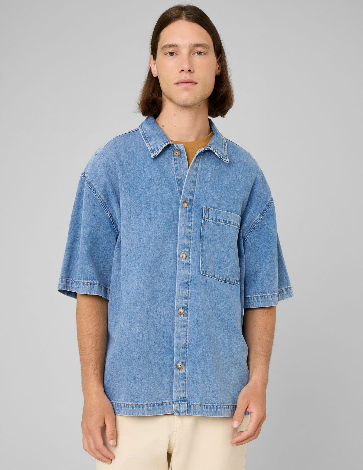 Chemise en jean manches courtes - 1