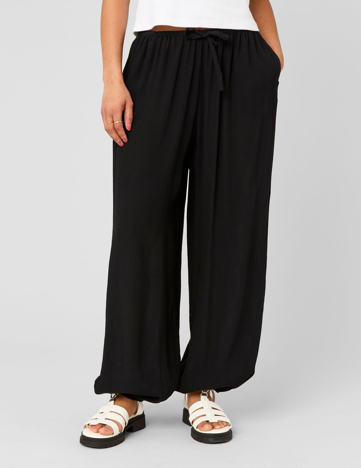 Pantalon fluide élastiqué bas - 2