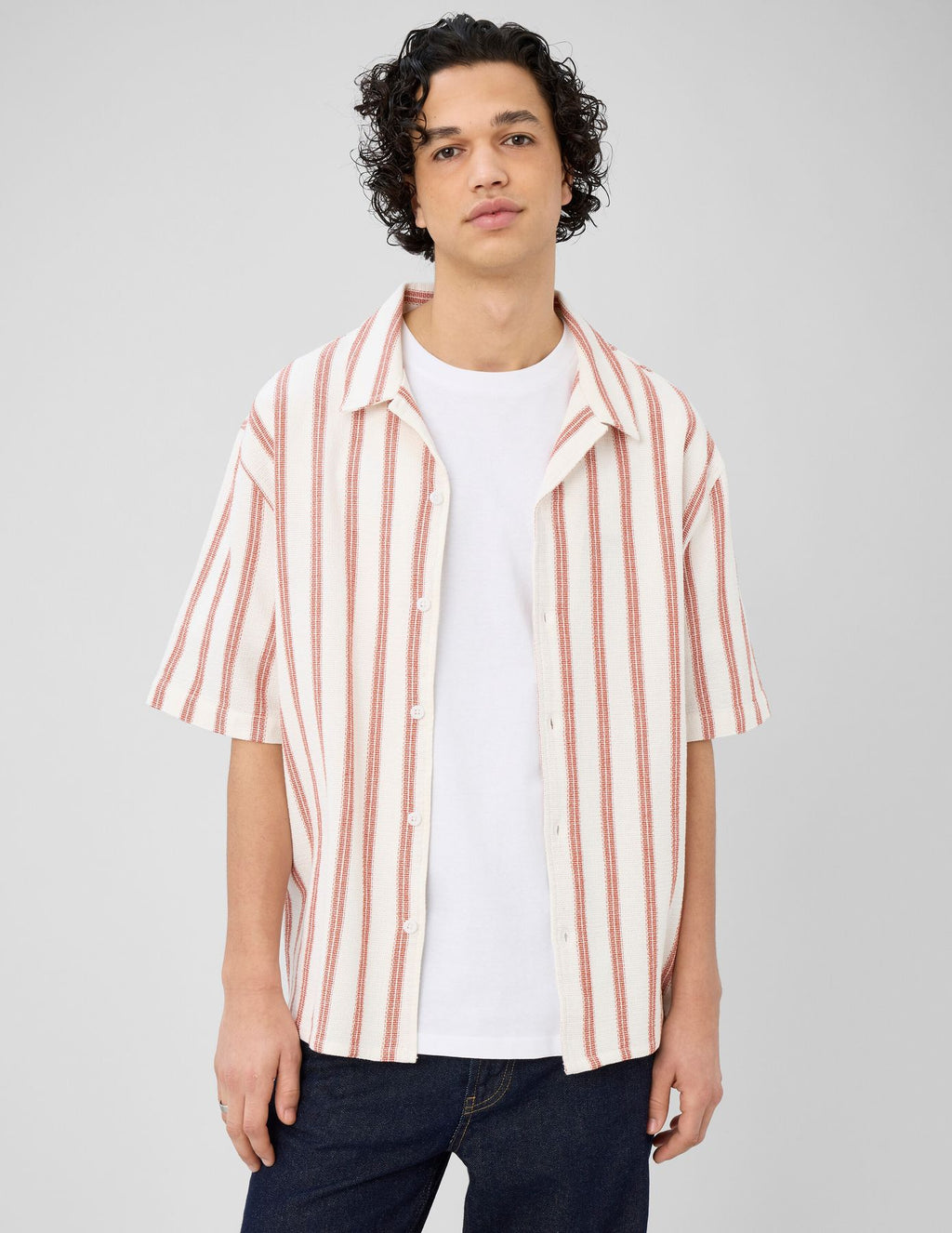 Chemise manches courtes rayée en maille - 1