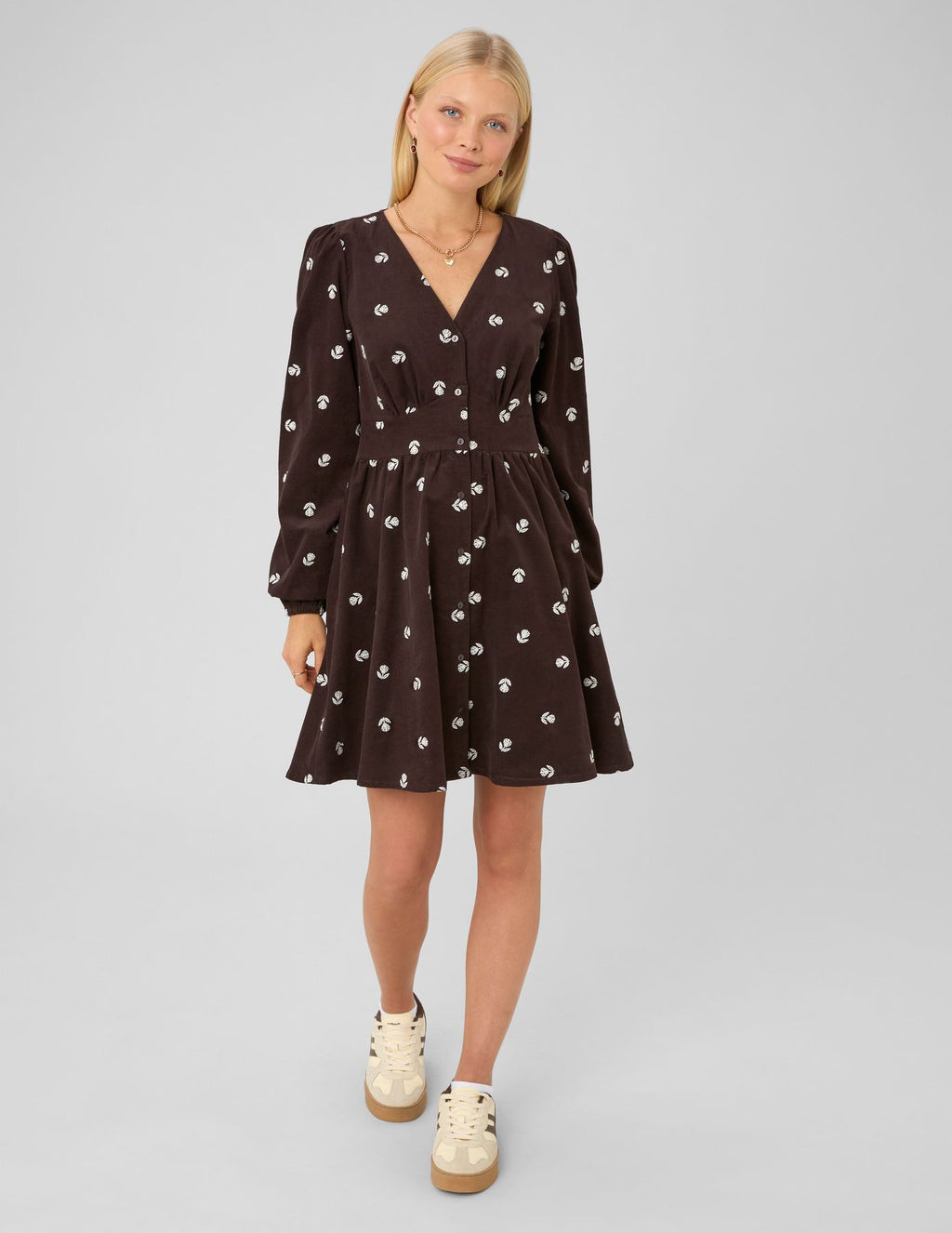 Robe courte en velours imprimée - 1