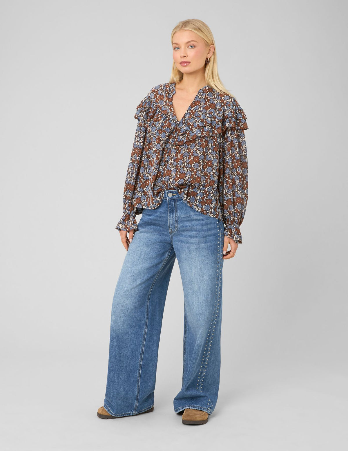 Blouse imprimée volantée - 1