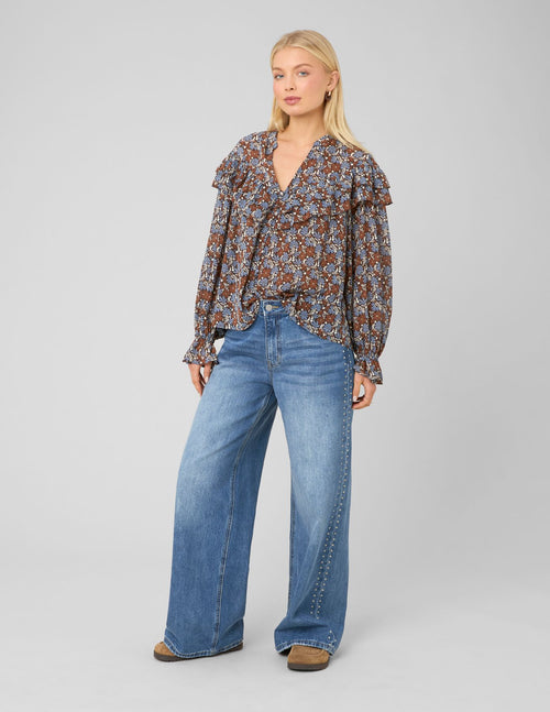 Blouse imprimée volantée - 1