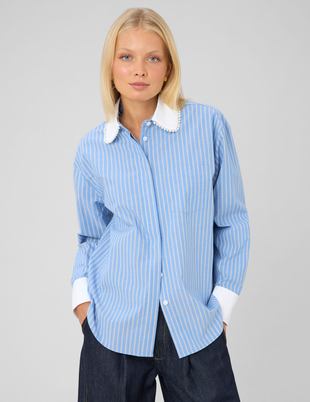 Chemise rayée perles - 1