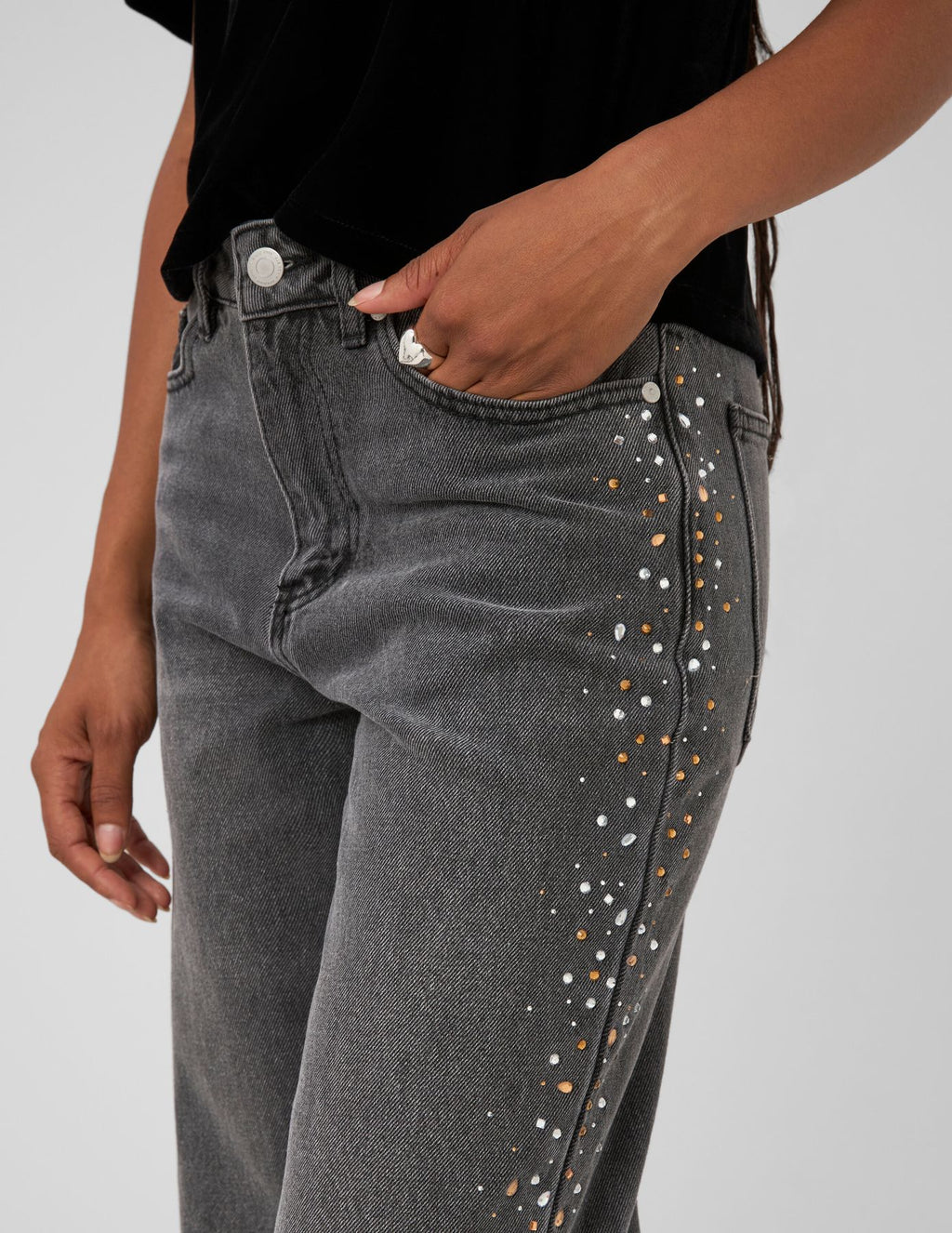 Jean droit strass - 1