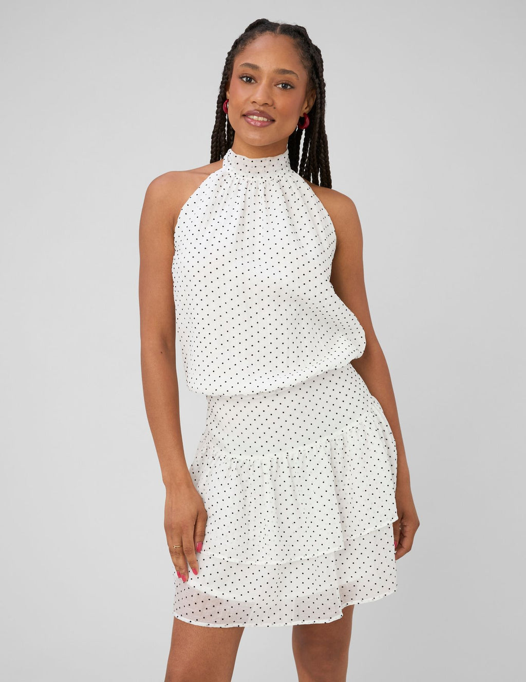 Robe courte imprimée pois - 1